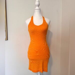 H&M Bright Orange Knit Halter Dress